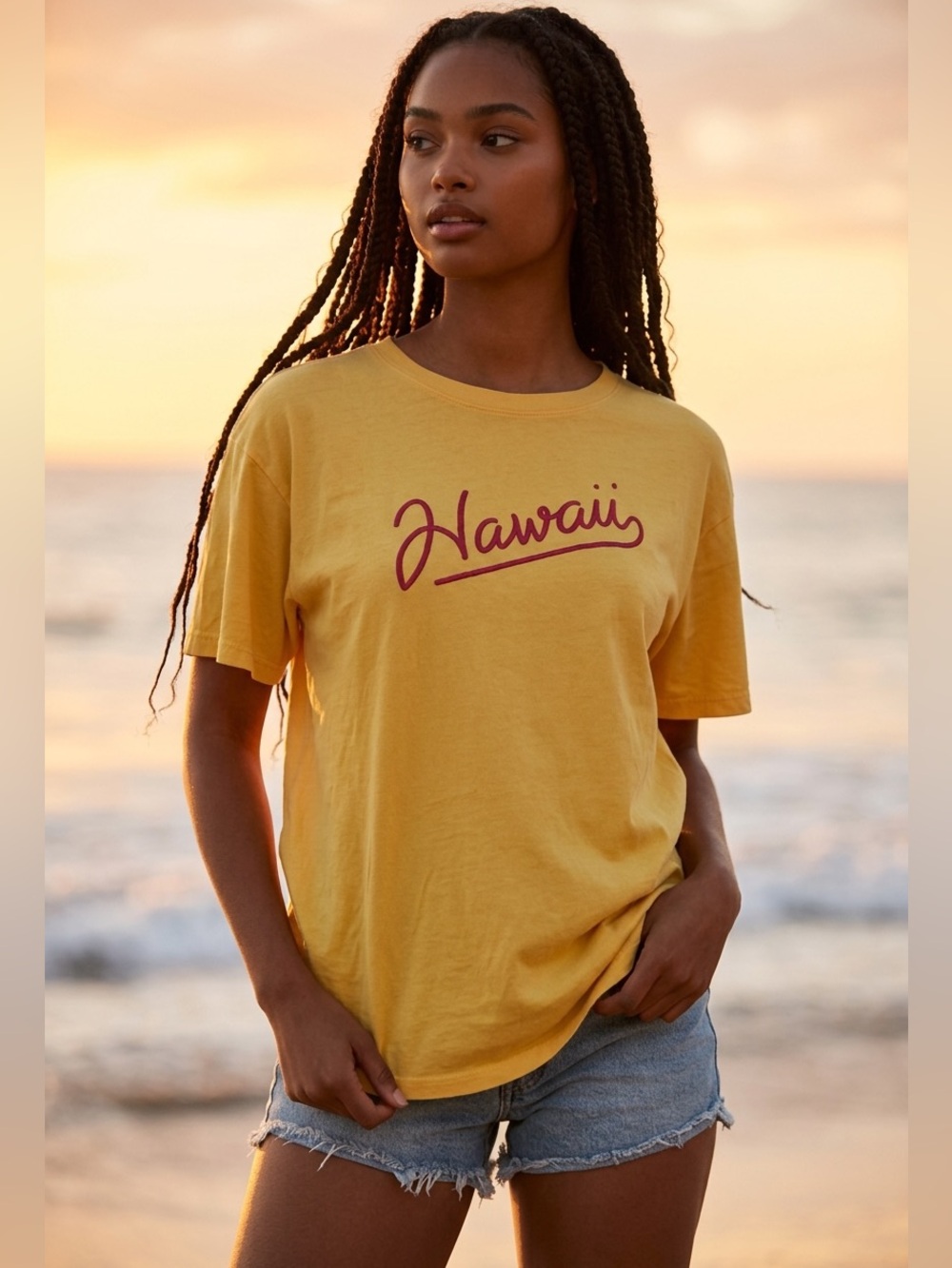Hollister Yellow Hawaii Script T-Shirt Size XS